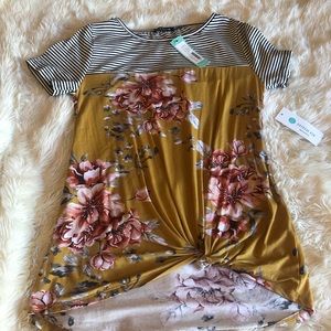 Pink Clover Pallas Knot Front Knit Top.